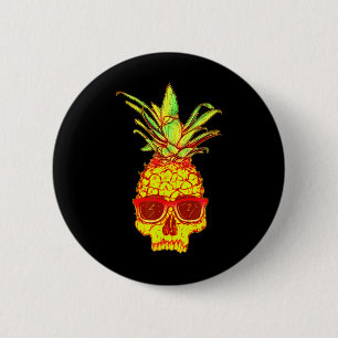 Pineapple Skull With Sungles Retro Tropical Aesthe 6 Cm Round Badge