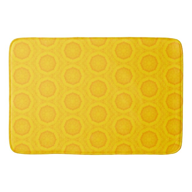 Pineapple Slice Bright Yellow Tropical Fruit Cute Bath Mat (Front)