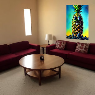 Pineapple smiling at you   AI Art  Poster