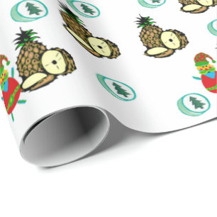 Pineapple, Snowman Christmas Trees Wrapping Paper