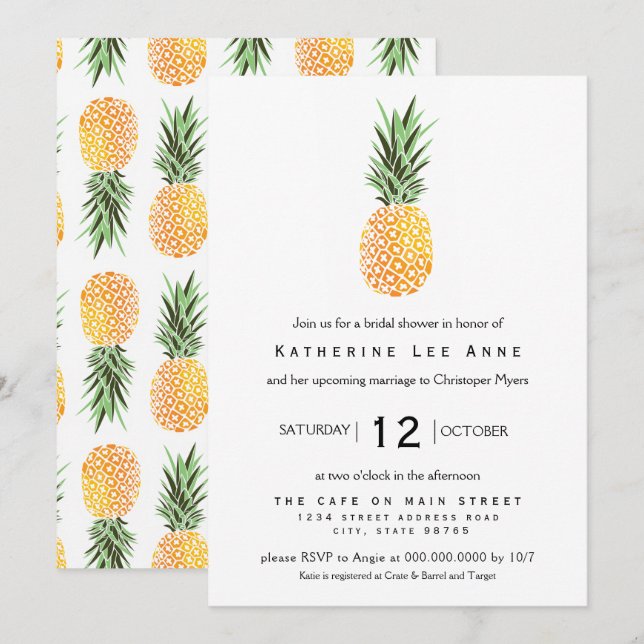 Pineapple Southern Bridal Shower Invitation (Front/Back)