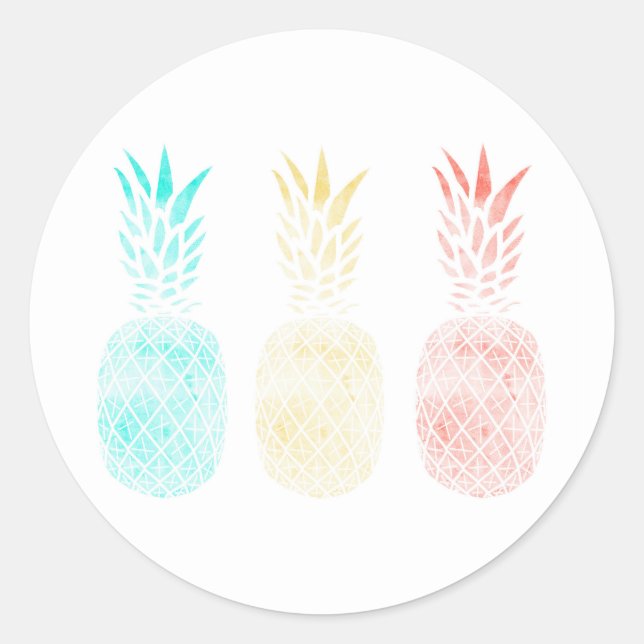 Pineapple Stickers, Tropical Gift, Pineapple Art Classic Round Sticker (Front)