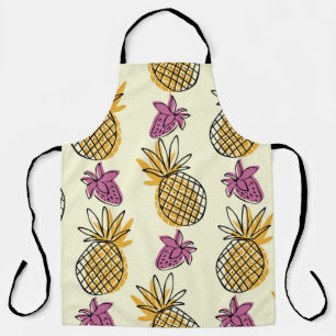 Pineapple, strawberry vintage textile design. apron