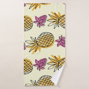 Pineapple, strawberry vintage textile design. bath towel
