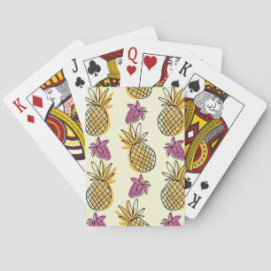 Pineapple, strawberry vintage textile design. playing cards