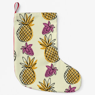 Pineapple, strawberry vintage textile design. small christmas stocking