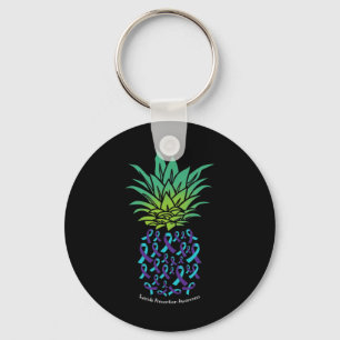 Pineapple Suicide Prevention Awareness Ribbon Key Ring
