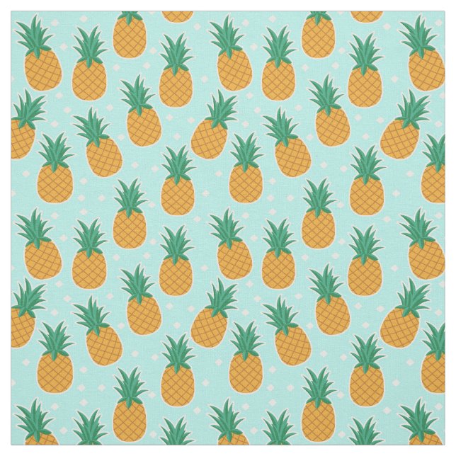 Pineapple Summer Aqua Polka Dot Fabric (Swatch)