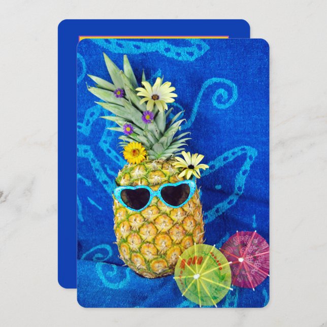 Pineapple Summer Beach Party Invitation (Front/Back)