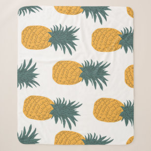 Pineapple Summer: Colourful Vintage Print. Sherpa Blanket