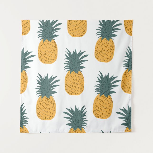 Pineapple Summer: Colourful Vintage Print. Tapestry (Front)