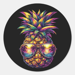 Pineapple Sunglasses Aloha Beaches Hawaii Classic Round Sticker