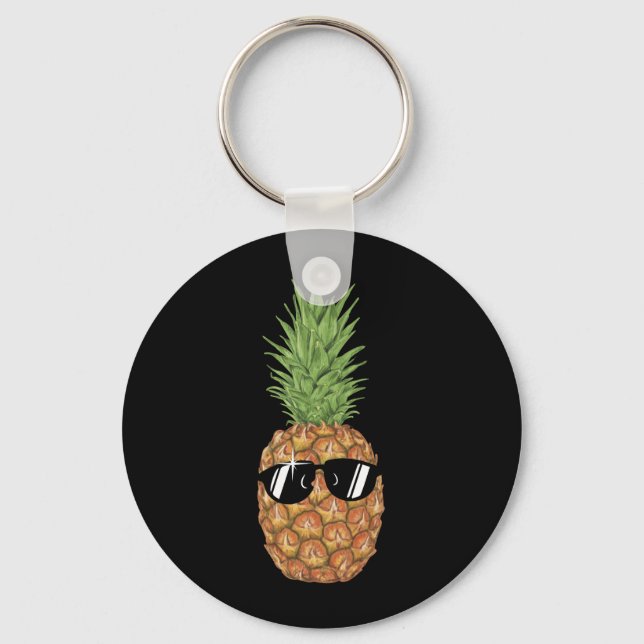 Pineapple Sunglasses Aloha Beaches Key Ring (Front)