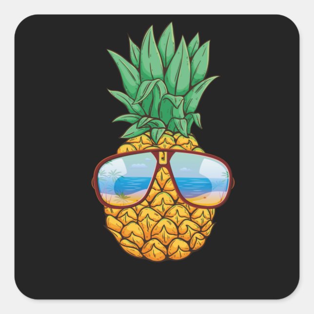 Pineapple Sunglasses Aloha Hawaii Hawaiian Beaches Square Sticker (Front)