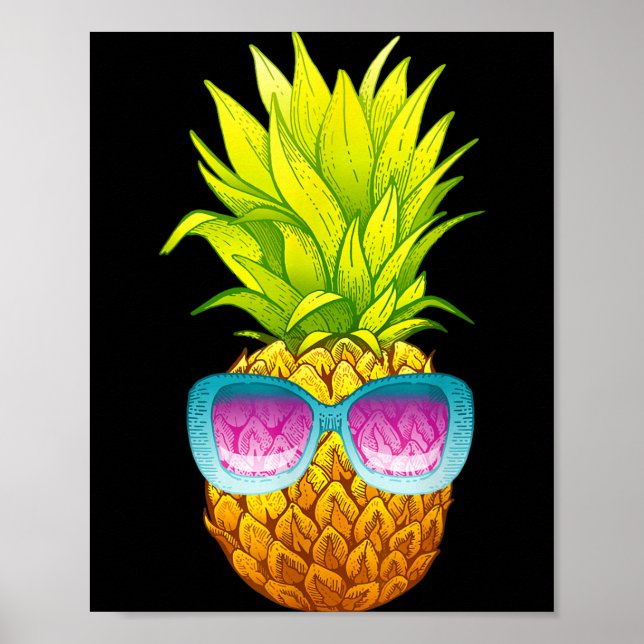 Pineapple Sunglasses Beach Funny Summer Poster (Front)