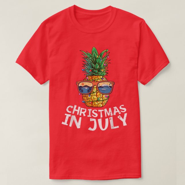 Pineapple Sunglasses Christmas In July Summer Xmas T-Shirt (Design Front)