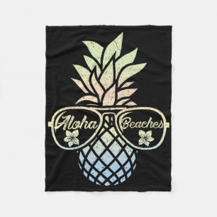 Pineapple Sungles Funny Aloha Beaches Hawaiian Haw Fleece Blanket