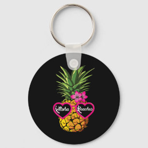 Pineapple Sungles Funny Aloha Beaches Hawaiian Haw Key Ring