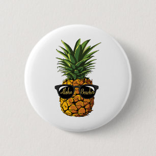 Pineapple Sungles T Shirt Aloha Beaches Hawaiian H 6 Cm Round Badge