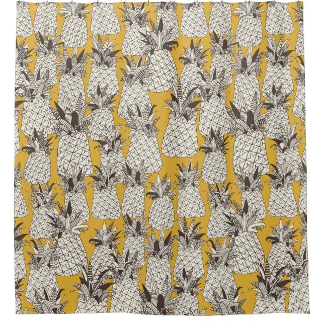 pineapple sunshine yellow shower curtain (Front)