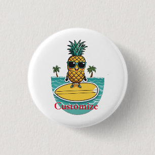 Pineapple Surfer Rides A Wave Thunder_Cove 3 Cm Round Badge