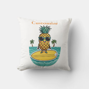 Pineapple Surfer Rides A Wave Thunder_Cove Cushion