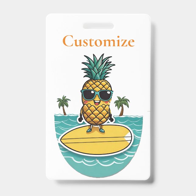 Pineapple Surfer Rides A Wave Thunder_Cove  ID Badge (Front)