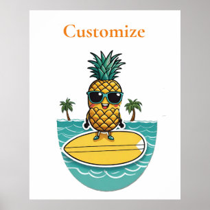 Pineapple Surfer Rides A Wave Thunder_Cove  Poster