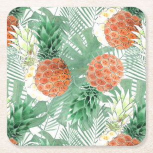 Pineapple, sweet couple, fruit square paper coaster