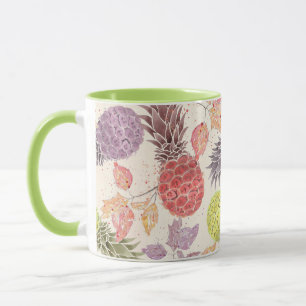 Pineapple, sweet couple, fruit, watercolor mug
