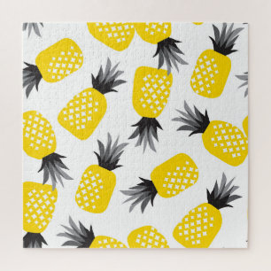 Pineapple Texture, Vintage Summer Pattern. Jigsaw Puzzle