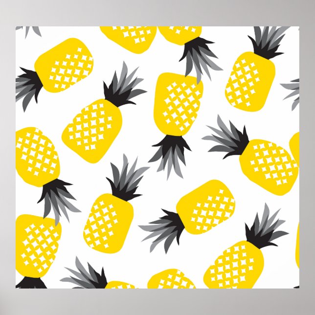 Pineapple Texture, Vintage Summer Pattern. Poster (Front)