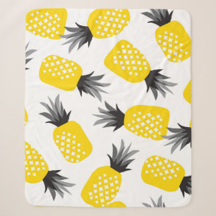 Pineapple Texture, Vintage Summer Pattern. Sherpa Blanket