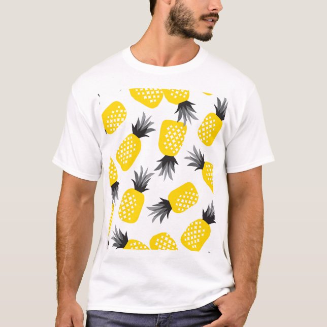 Pineapple Texture, Vintage Summer Pattern. T-Shirt (Front)