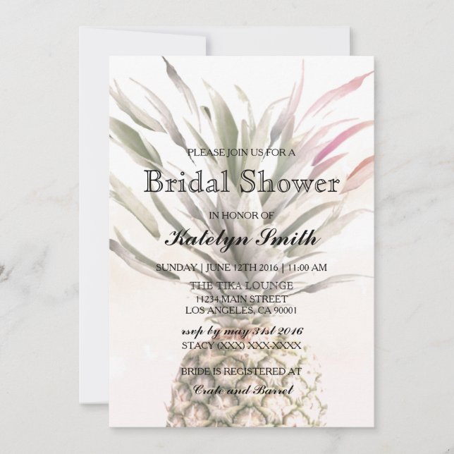 Pineapple Theme Bridal Shower Invitation (Front)