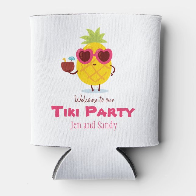Pineapple Tiki Luau Party Favour Can Cooler  (Front)