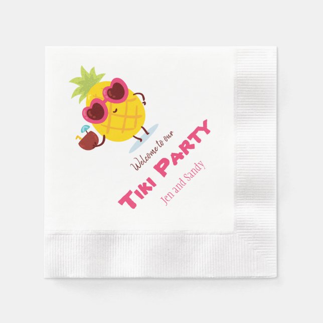 Pineapple Tiki Party Personalised Napkins Luau (Front)