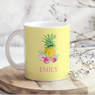 Pineapple Tropical Aloha Hawaii Personalised Name Coffee Mug