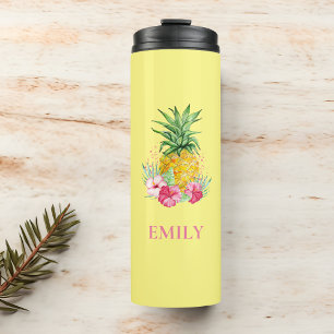 Pineapple Tropical Aloha Hawaii Personalised Name Thermal Tumbler
