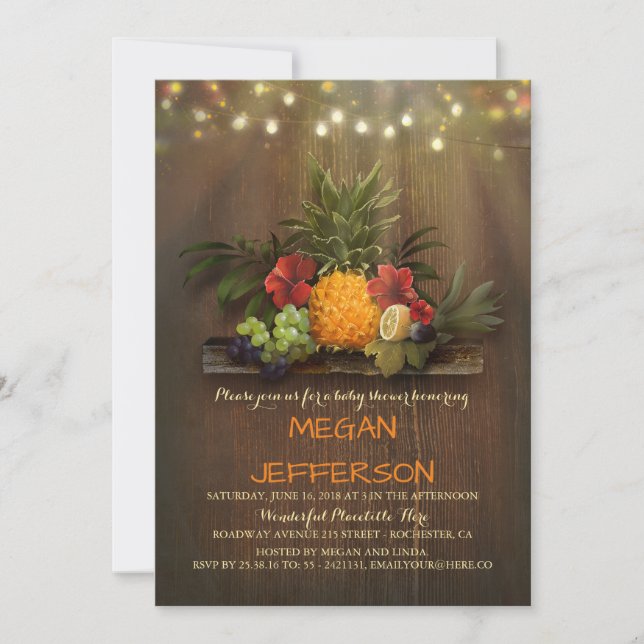 Pineapple Tropical Beach Lights Luau Baby Shower Invitation (Front)