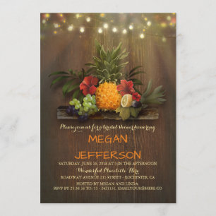 Pineapple Tropical Beach Lights Luau Bridal Shower Invitation
