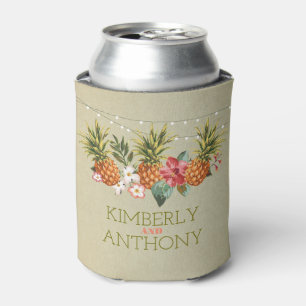 pineapple tropical beach wedding can cooler