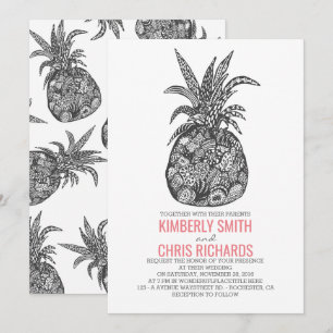 Pineapple Tropical Beach Wedding Invitation