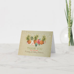pineapple tropical beach wedding thank you card