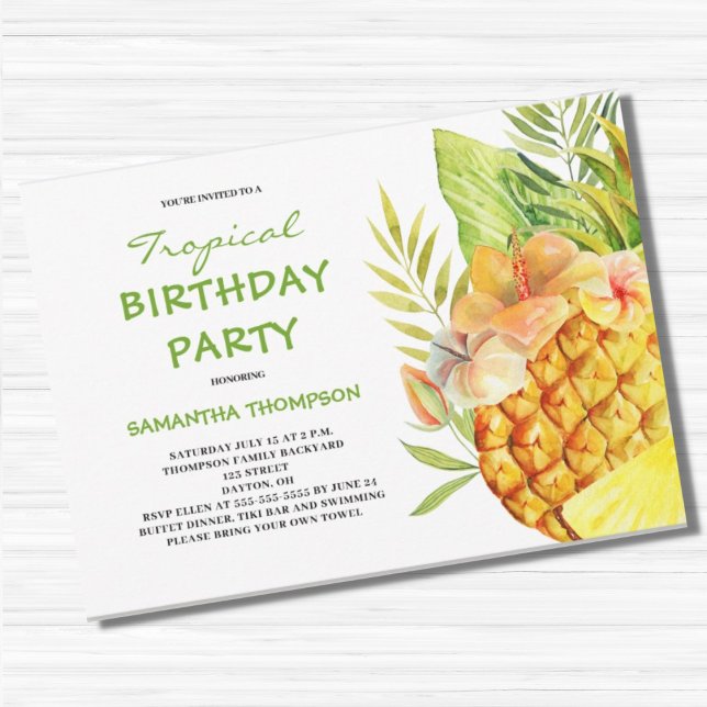 Pineapple Tropical Birthday Party  Invitation (Creator Uploaded)