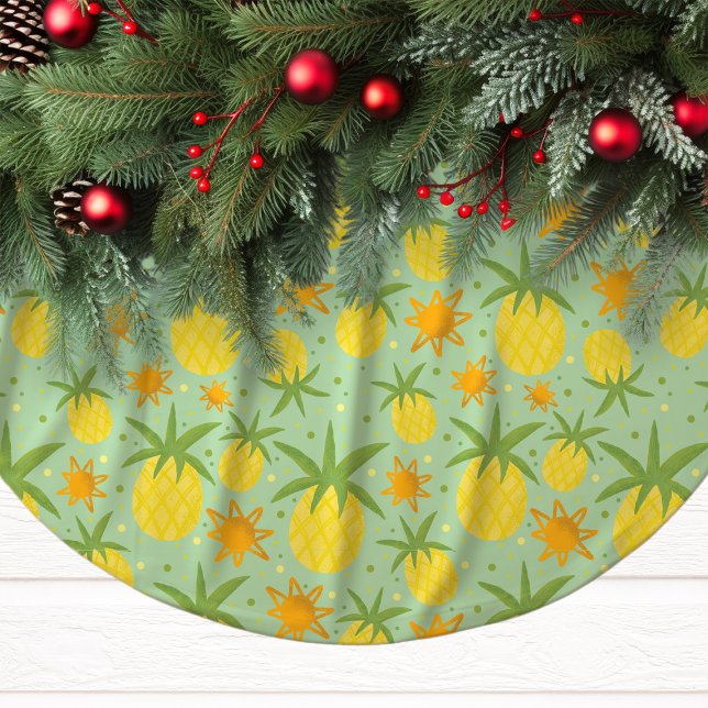 Pineapple Tropical Christmas Brushed Polyester Tree Skirt (Creator Uploaded)
