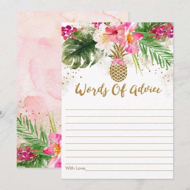Pineapple Tropical Floral Baby Shower Advice Cards (Front/Back)