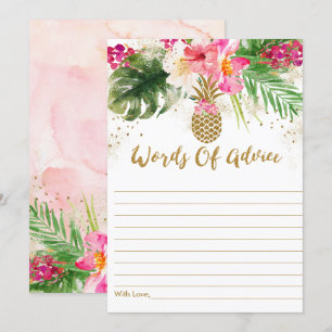 Pineapple Tropical Floral Baby Shower Advice Cards