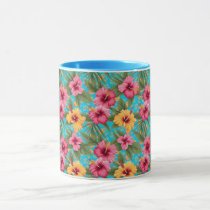 Pineapple tropical floral mug