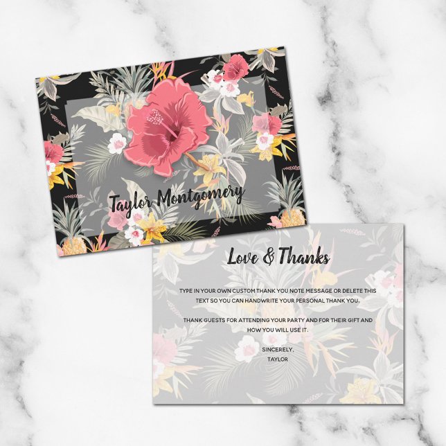 Pineapple Tropical Floral Thank You Card (Creator Uploaded)